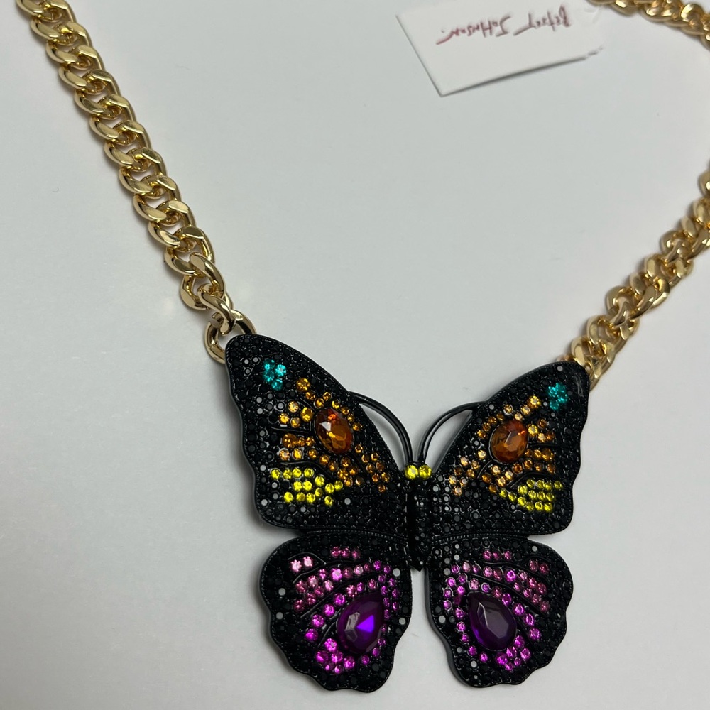 NWT ⚜️🖤⚜️ Betsey Johnson Gorgeous Butterfly Gem Necklace - Picture 9 of 12